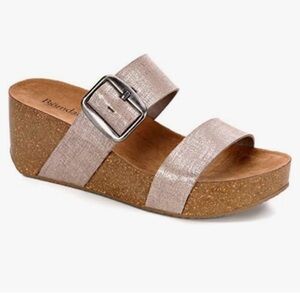 Bjorndal Silver Wedge Sandals with Adjustable Straps